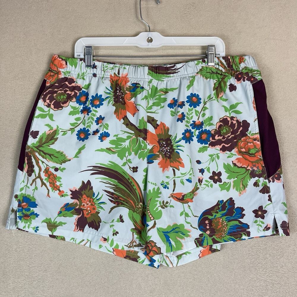 Without Walls Short Mens‎ XL Multicolor Floral Athletic Lined Zip Pocket Running